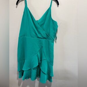 Sage Asymmetrical Teal Dress